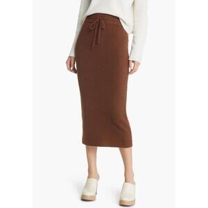 Treasure & Bond Midi Sweater Skirt with Drawstring Brown NWT Small